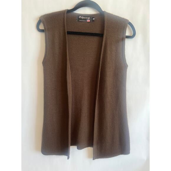 ALPACA IN STYLE WOMENS SWEATER VEST OPEN NO BUTTON OR ZIPPER BROWN SIZE SMALL - Picture 1 of 7